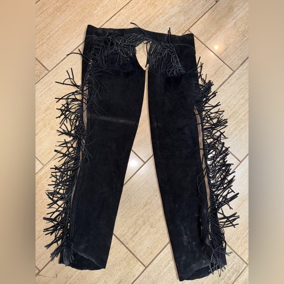 Barnstable Riding Fringed Leather Chaps - See Measurements - Picture 3 of 11